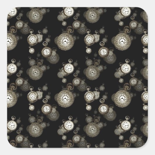 Horloge wijzerplaten print - steampunk patroon acc vierkante sticker (Voorkant)
