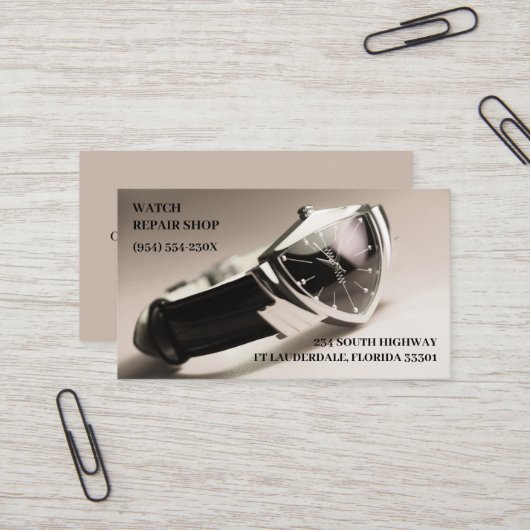  horloge winkel sieraden winkel horloge reparatie visitekaartje (Voorkant / Achterkant in situ)
