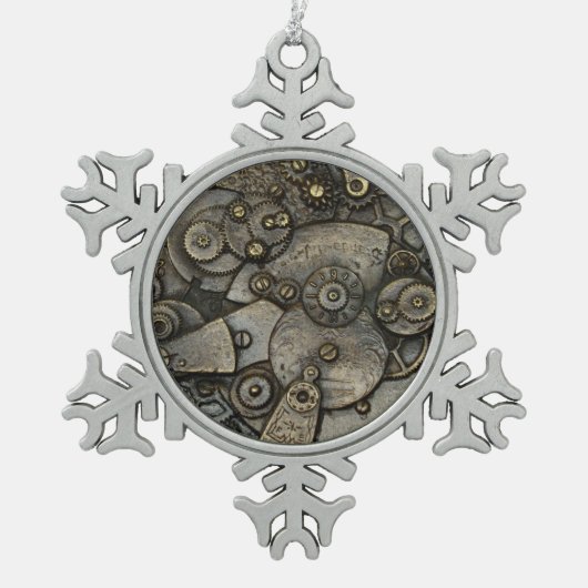  horlogemechanisme tin sneeuwvlok ornament (Voorkant)