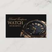 Horlogereparatieservice horlogemaker Solid Black Visitekaartje (Voorkant)
