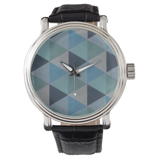 Horloges - Blauwe Schakeringen Geometrische Drieho (Voorkant)