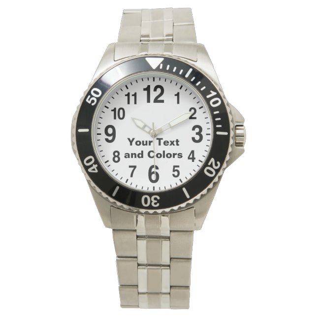 Horloges met BIG Numbers met Jouw tekst en KLEUREN (Voorkant)
