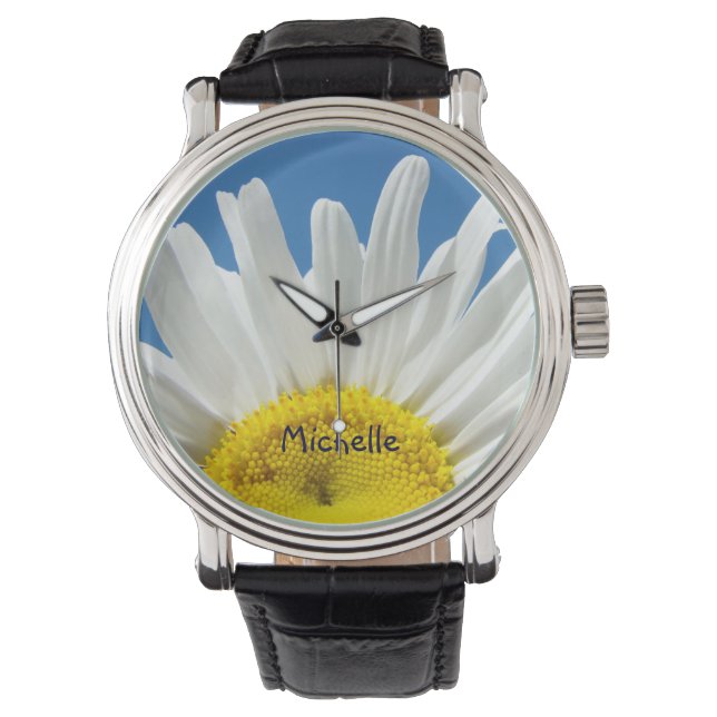 Horloges met naam personaliseren Geel Witte Madeli (Voorkant)