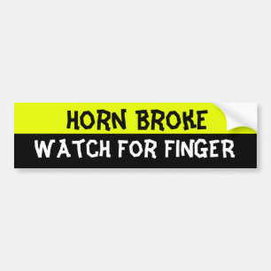 Horn brak, let op vinger bumpersticker