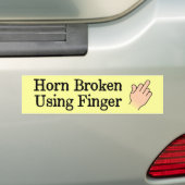 Horn Broken die met vingertsen werkt Bumpersticker (Op auto)