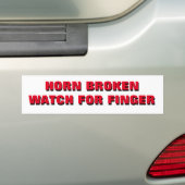 Horn Broken Watch for Finger Bumpersticker (Op auto)