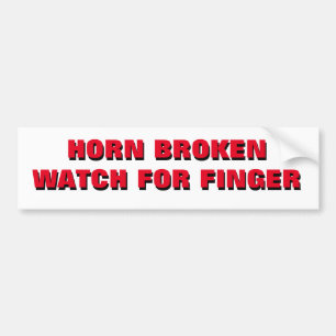 Horn Broken Watch for Finger Bumpersticker