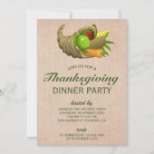 Horn des Overvloeds | Jute Thanksgiving dinerfeest Kaart (Voorkant)