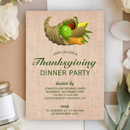 Horn des Overvloeds | Jute Thanksgiving dinerfeest Kaart
