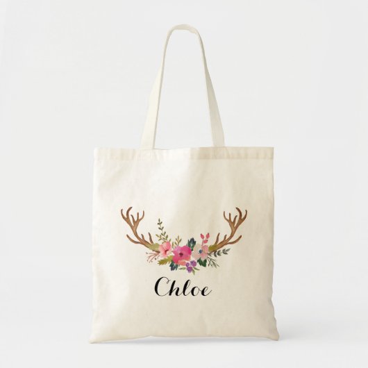 Horn Floral bridesmaid Personeelsformatie Tote Bag (Voorkant)