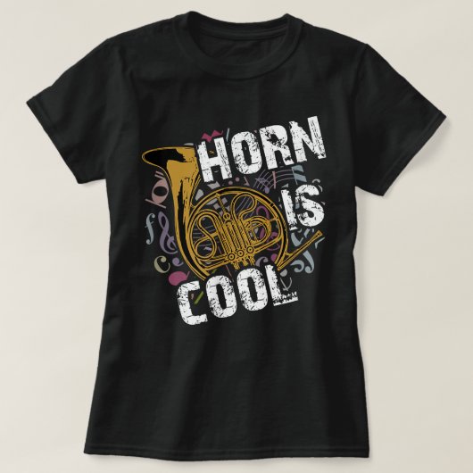 Horn is coole Franse hornorkest marchingband h T-shirt (Design voorkant)