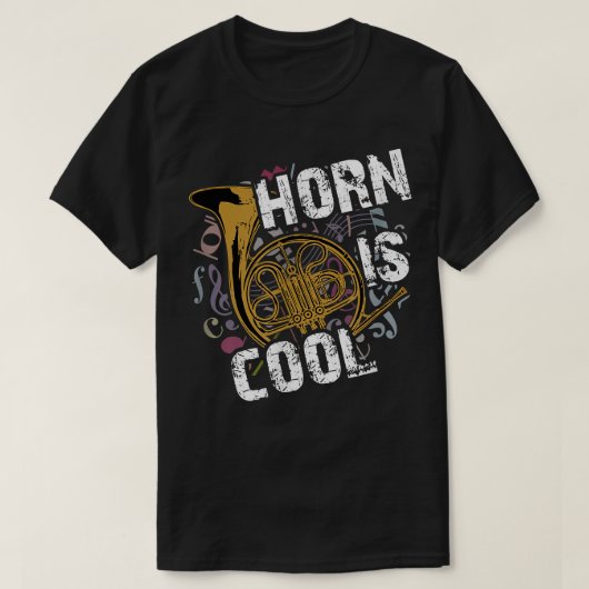 Horn is coole Franse hornorkest marchingband h T-shirt (Design voorkant)