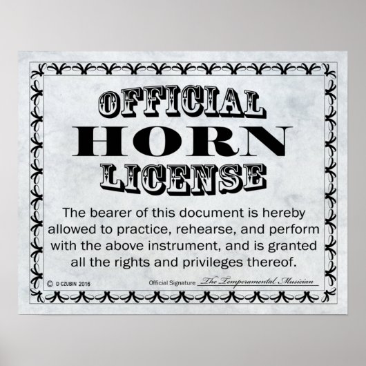 Horn-licentie Poster (Voorkant)