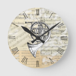 horn Music Clock Ronde Klok