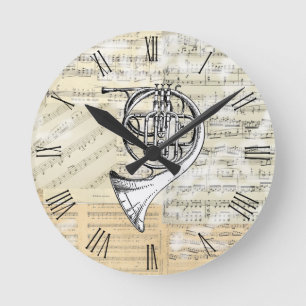  horn Music Clock Ronde Klok