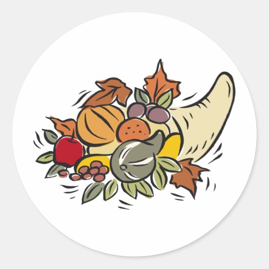 Horn o' volop Thanksgiving Design Ronde Sticker (Voorkant)