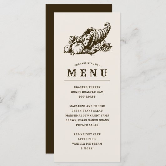 Horn of Plenty | Menu Thanksgiving (Voorkant / Achterkant)