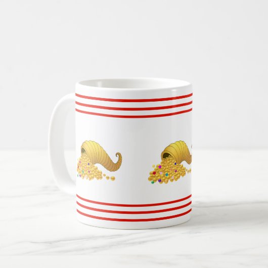 Horn of Plenty & Red Stripes Koffiemok (Voorkant links)