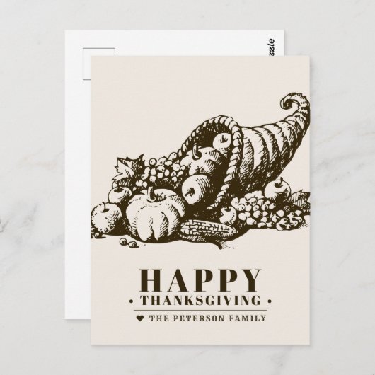 Horn of Plenty | THANKSGIVING Briefkaart (Voorkant / Achterkant)