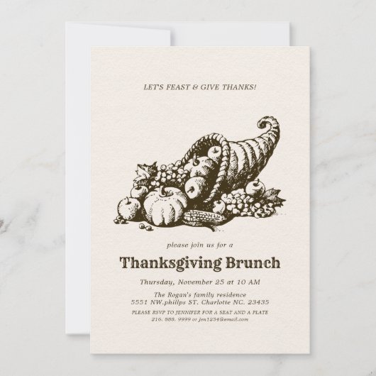 Horn of Plenty | Thanksgiving Brunch Kaart (Voorkant)