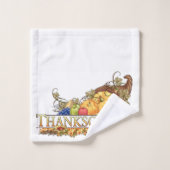 Horn of Plenty Thanksgiving on White Bad Handdoek (Wasdoekje)