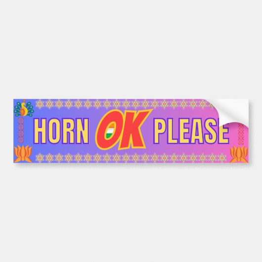 "Horn OK Please" Desi Truck stijl Bumpersticker (Voorkant)