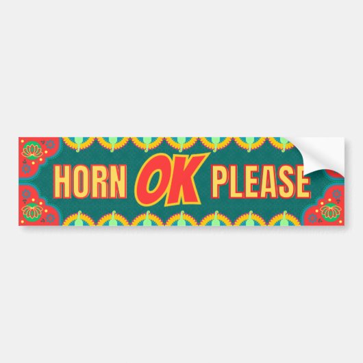 "Horn OK Please" Desi Truck stijl Bumpersticker (Voorkant)