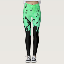 Horn Section Music Design Powder Green Leggings