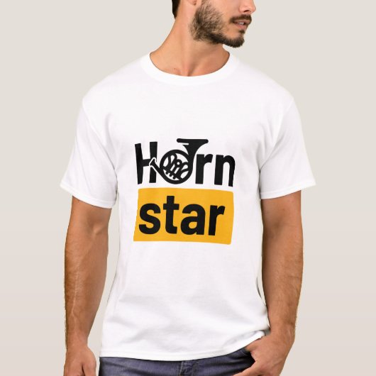 Horn Star Funny French Horn Musician T-shirt (Voorkant)