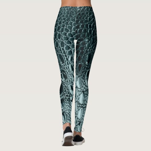  "HORNBACK" ALLIGATOR BLAUWGROEN LEGGINGS (Achterkant)