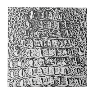  "HORNBACK" ALLIGATOR LEATHER BLACK & WHITE TEGELTJE