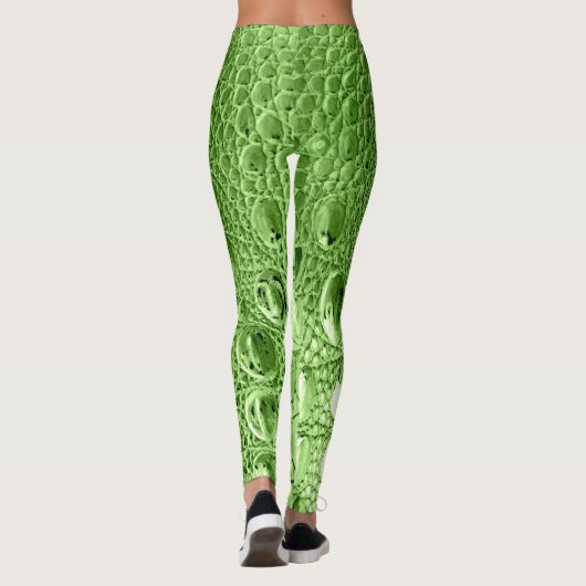  "HORNBACK" ALLIGATOR LEATHER LEAF GREEN LEGGINGS (Achterkant)