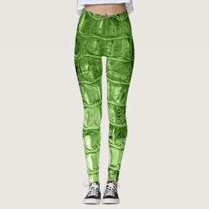  "HORNBACK" ALLIGATOR LEATHER LEAF GREEN LEGGINGS