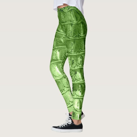  "HORNBACK" ALLIGATOR LEATHER LEAF GREEN LEGGINGS (Links)