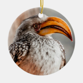 Hornbill met schouderlijk geel keramisch ornament