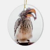 Hornbill met zaden in de mond keramisch ornament (Links)