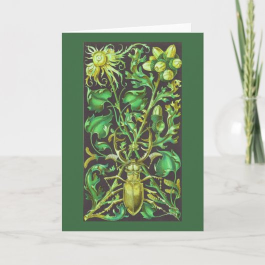 Horned Beetle in Gold en Green  Print Kaart (Voorkant)