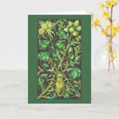 Horned Beetle in Gold en Green  Print Kaart (Gele Bloem)