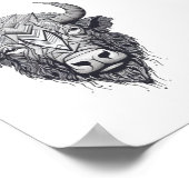 Horned Bison Buffalo Black en White Portret Poster (Hoek)