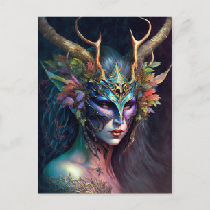 Horned Elf Woman Fantasy Art Briefkaart