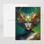 Horned Elf Woman Fantasy Art Briefkaart (Voorkant / Achterkant)