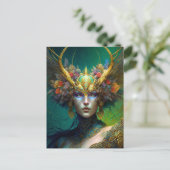 Horned Elf Woman Fantasy Art Briefkaart (Staand voorkant)