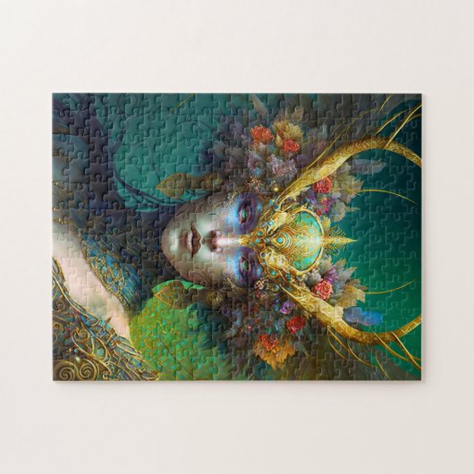 Horned Elf Woman Fantasy Art Jigzaag Puzzle Legpuzzel (Horizontaal)