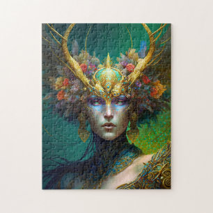 Horned Elf Woman Fantasy Art Jigzaag Puzzle Legpuzzel