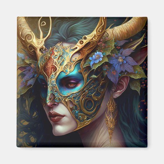Horned Elf Woman Fantasy Art Magneet (Voorkant)