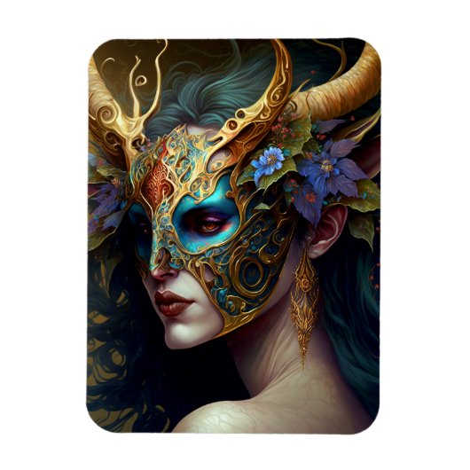 Horned Elf Woman Fantasy Art Magneet (Verticaal)