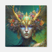 Horned Elf Woman Fantasy Art Magnet (Voorkant)