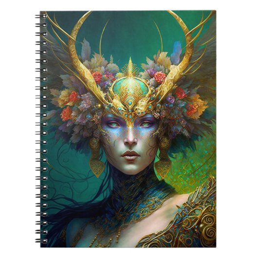 Horned Elf Woman Fantasy Art Notitieboek (Voorkant)