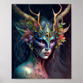 Horned Elf Woman Fantasy Art Poster (Voorkant)