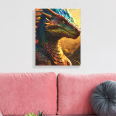 Horned Guardian: De Mythische Monitor Dragon" Canvas Afdruk (Insitu (Woonkamer))